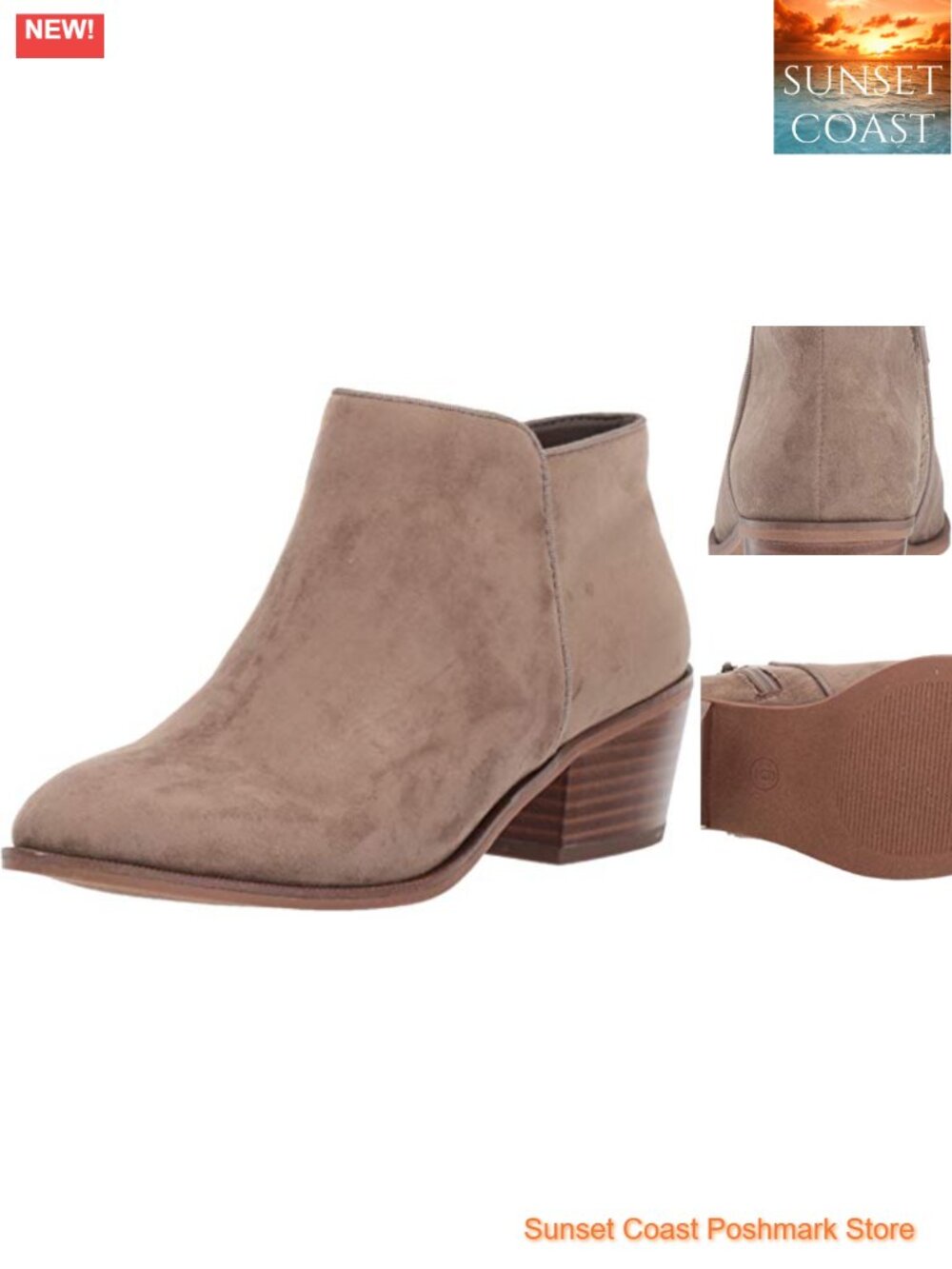 Women's Faux Suede Ankle Boots 2" Block Heel Side Zipper Chelsea Bootie